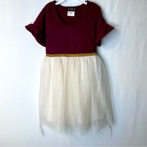 R.M.L.A Burgundy Gold  Cream Tulle Skirt Kids Girl’s Dress Size 6